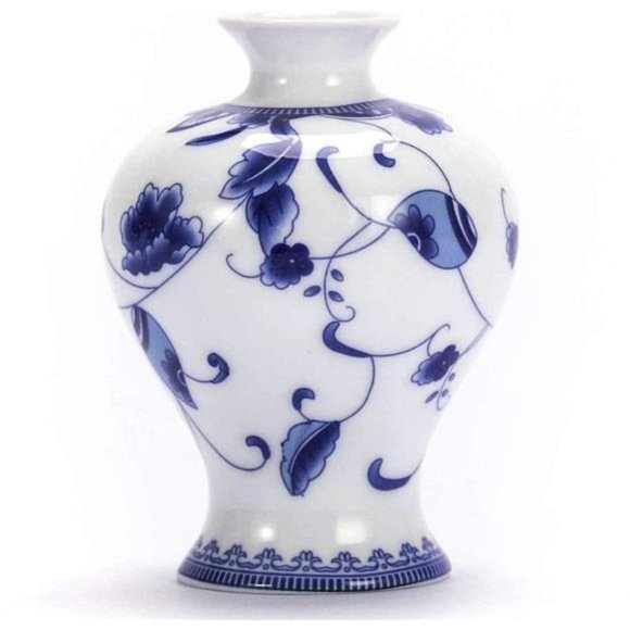 Chinese Ceramic Vase Set - Small Blue and White Porcelain Vases, Fambe Glaze - Picture 2 of 6